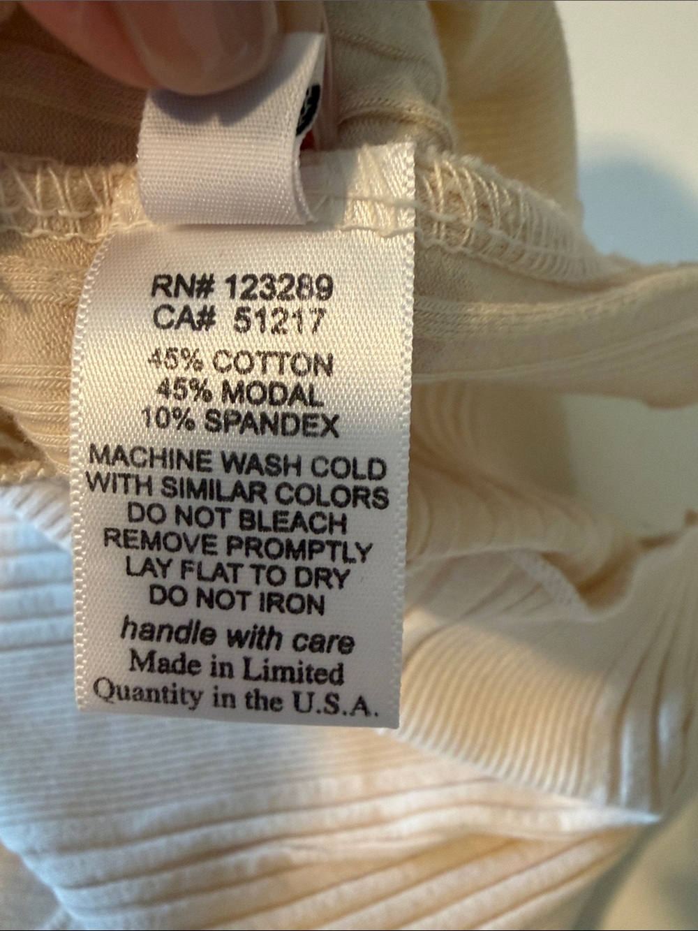 Michael Lauren Cream Ribbed Ruffle-Trim Tank Top Small - Picture 4 of 5